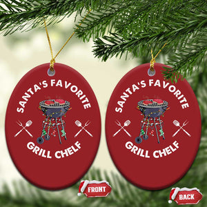 Funny Xmas Grilling Christmas Ornament Santa's Favorite Grill Chelf BBQ TS09 Oval Red Print Your Wear