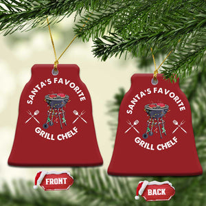 Funny Xmas Grilling Christmas Ornament Santa's Favorite Grill Chelf BBQ TS09 Bell Flake Red Print Your Wear