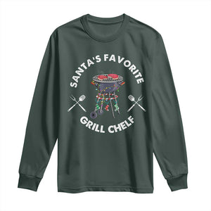 Funny Xmas Grilling Long Sleeve Shirt Christmas TS09 Dark Forest Green Print Your Wear