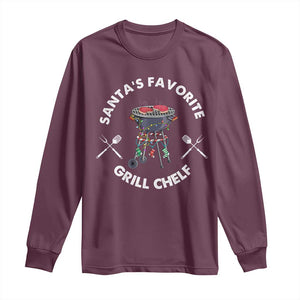 Funny Xmas Grilling Long Sleeve Shirt Christmas TS09 Maroon Print Your Wear