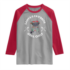 Funny Xmas Grilling Raglan Shirt Santa's Favorite Grill Chelf BBQ TS09 Sport Gray Red Print Your Wear