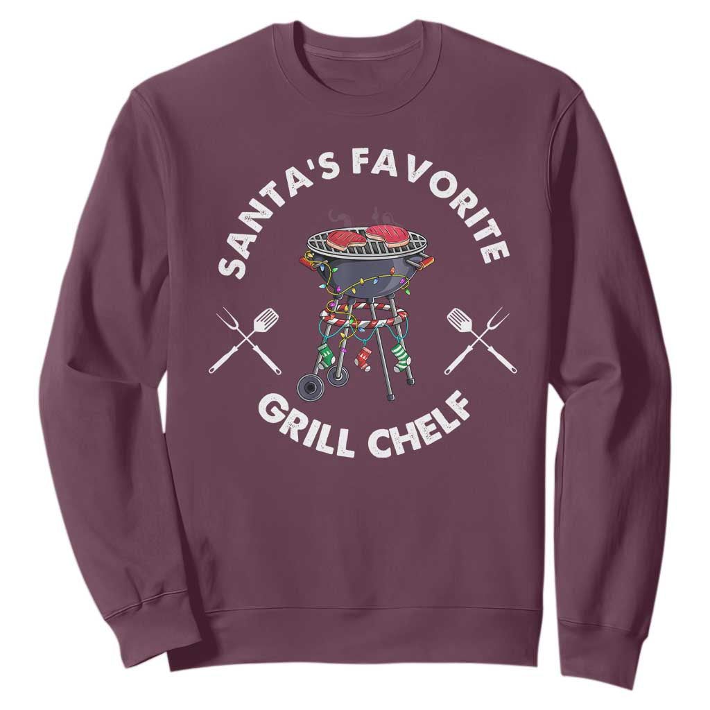 Funny Xmas Grilling Sweatshirt Christmas TS09 Maroon Print Your Wear