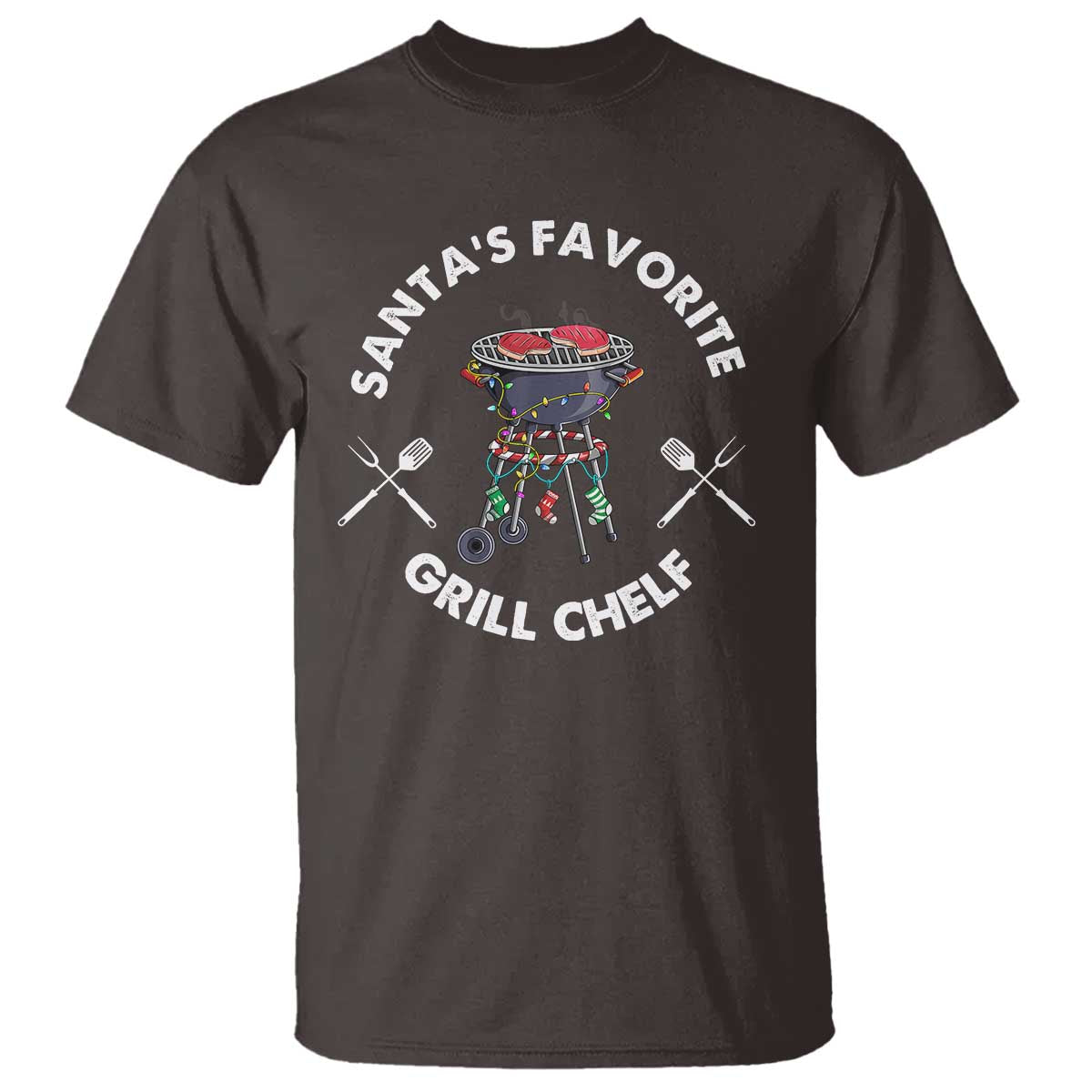Funny Xmas Grilling T Shirt Christmas TS09 Dark Chocolate Print Your Wear