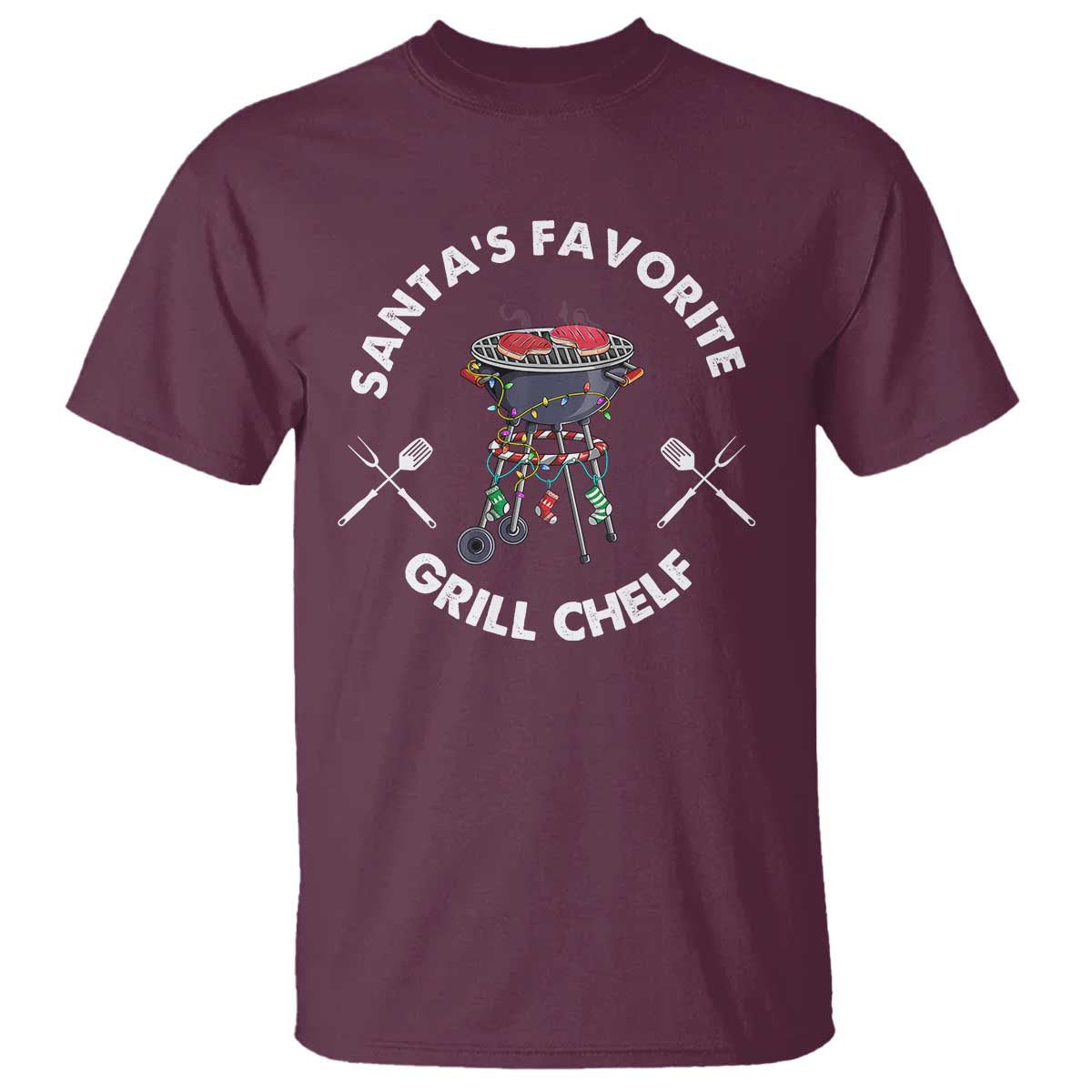 Funny Xmas Grilling T Shirt Christmas TS09 Maroon Print Your Wear