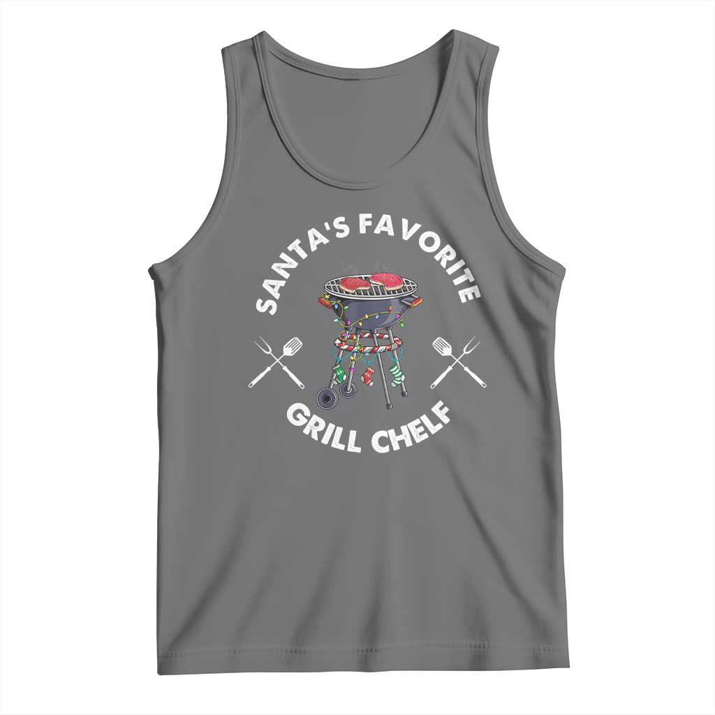 Funny Xmas Grilling Tank Top Santa's Favorite Grill Chelf BBQ TS09 Black Heather Print Your Wear