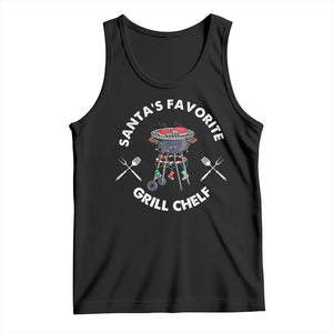 Funny Xmas Grilling Tank Top Santa's Favorite Grill Chelf BBQ TS09 Black Print Your Wear