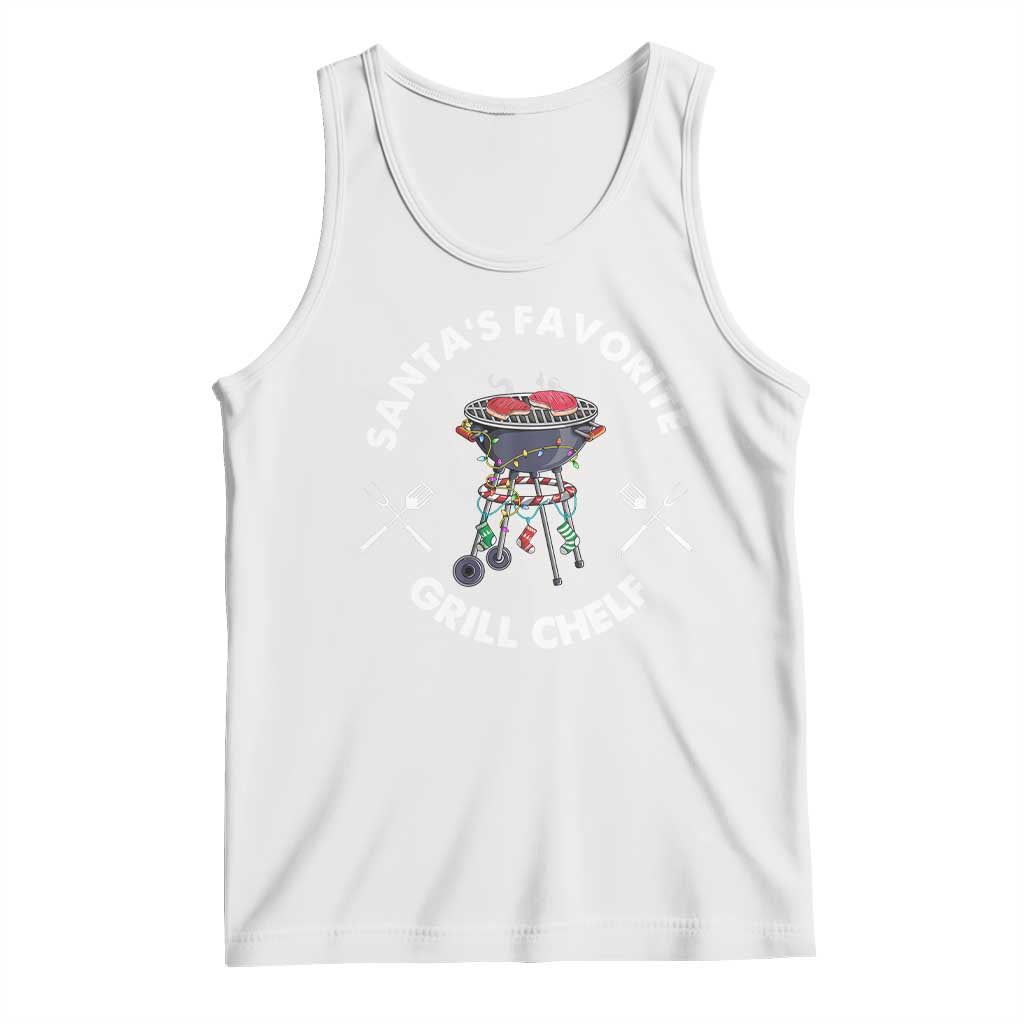 Funny Xmas Grilling Tank Top Santa's Favorite Grill Chelf BBQ TS09 White Print Your Wear