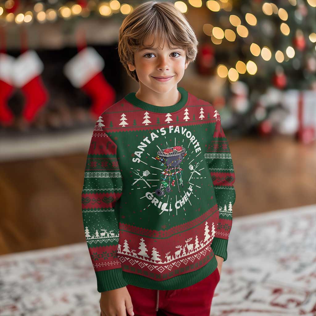 Funny Xmas Grilling Ugly Christmas Sweater Santa's Favorite Grill Chelf BBQ TS09 Christmas Print Your Wear