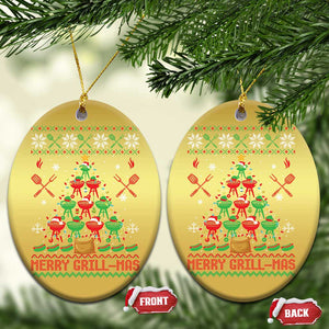 Funny Xmas Grilling Christmas Ornament Merry Grill Mas Santa Grilling BBQ Smoking Meat TS09 Oval Gold Print Your Wear