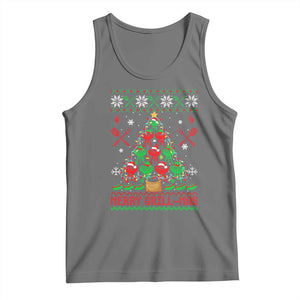 Funny Xmas Grilling Tank Top Merry Grill Mas Santa Grilling BBQ Smoking Meat TS09 Black Heather Print Your Wear