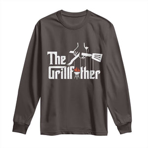 Funny Grill Dad Long Sleeve Shirt The Grillfather BBQ Party Grilling TS09 Dark Chocolate Print Your Wear