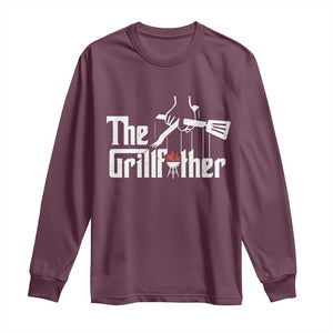 Funny Grill Dad Long Sleeve Shirt The Grillfather BBQ Party Grilling TS09 Maroon Print Your Wear