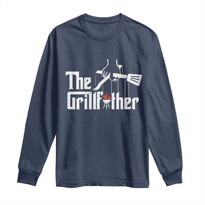 Funny Grill Dad Long Sleeve Shirt The Grillfather BBQ Party Grilling TS09 Navy Print Your Wear