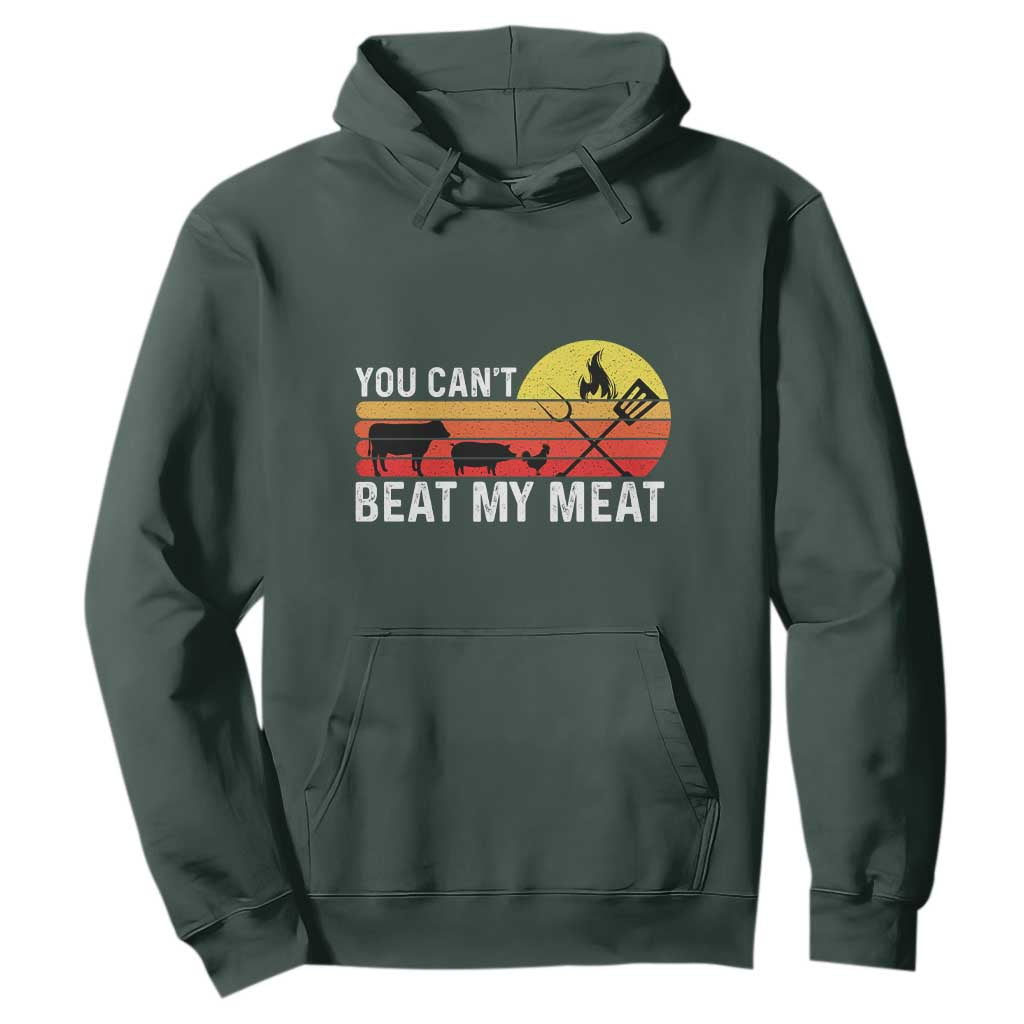 Funny BBQ Grilling Hoodie You Can't Beat My Meat TS09 Dark Forest Green Print Your Wear