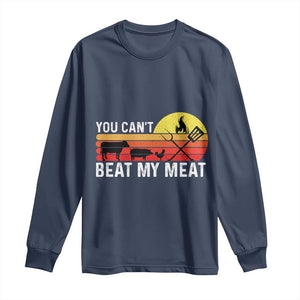 Funny BBQ Grilling Long Sleeve Shirt You Can't Beat My Meat TS09 Navy Print Your Wear