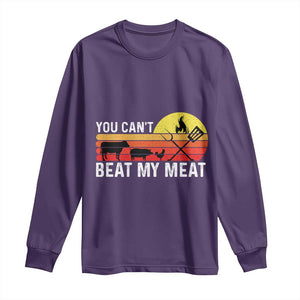 Funny BBQ Grilling Long Sleeve Shirt You Can't Beat My Meat TS09 Purple Print Your Wear