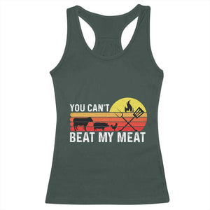Funny BBQ Grilling Racerback Tank Top You Can't Beat My Meat TS09 Dark Forest Green Print Your Wear