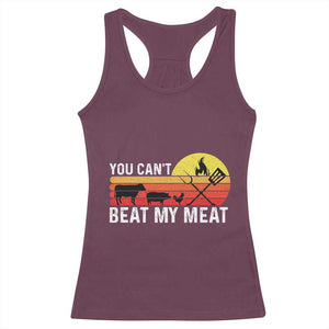 Funny BBQ Grilling Racerback Tank Top You Can't Beat My Meat TS09 Maroon Print Your Wear