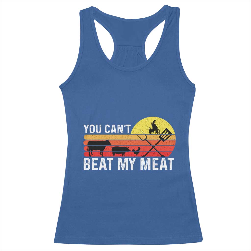 Funny BBQ Grilling Racerback Tank Top You Can't Beat My Meat TS09 Royal Blue Print Your Wear