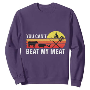 Funny BBQ Grilling Sweatshirt You Can't Beat My Meat TS09 Purple Print Your Wear