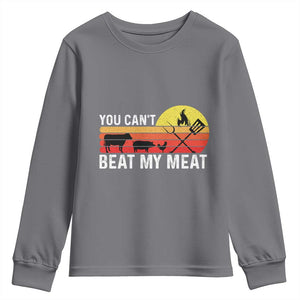 Funny BBQ Grilling Youth Sweatshirt You Can't Beat My Meat TS09 Charcoal Print Your Wear