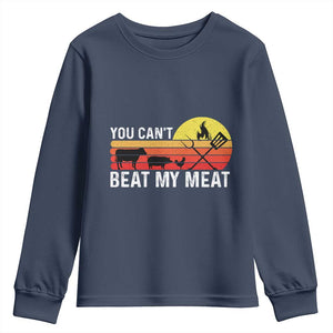 Funny BBQ Grilling Youth Sweatshirt You Can't Beat My Meat TS09 Navy Print Your Wear