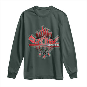 Funny BBQ Grilling Long Sleeve Shirt Grill Lelend You Can't Beat My Meat TS09 Dark Forest Green Print Your Wear