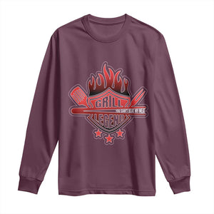 Funny BBQ Grilling Long Sleeve Shirt Grill Lelend You Can't Beat My Meat TS09 Maroon Print Your Wear