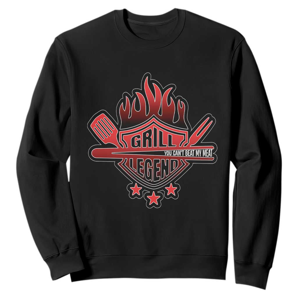 Funny BBQ Grilling Sweatshirt Grill Lelend You Can't Beat My Meat TS09 Black Print Your Wear