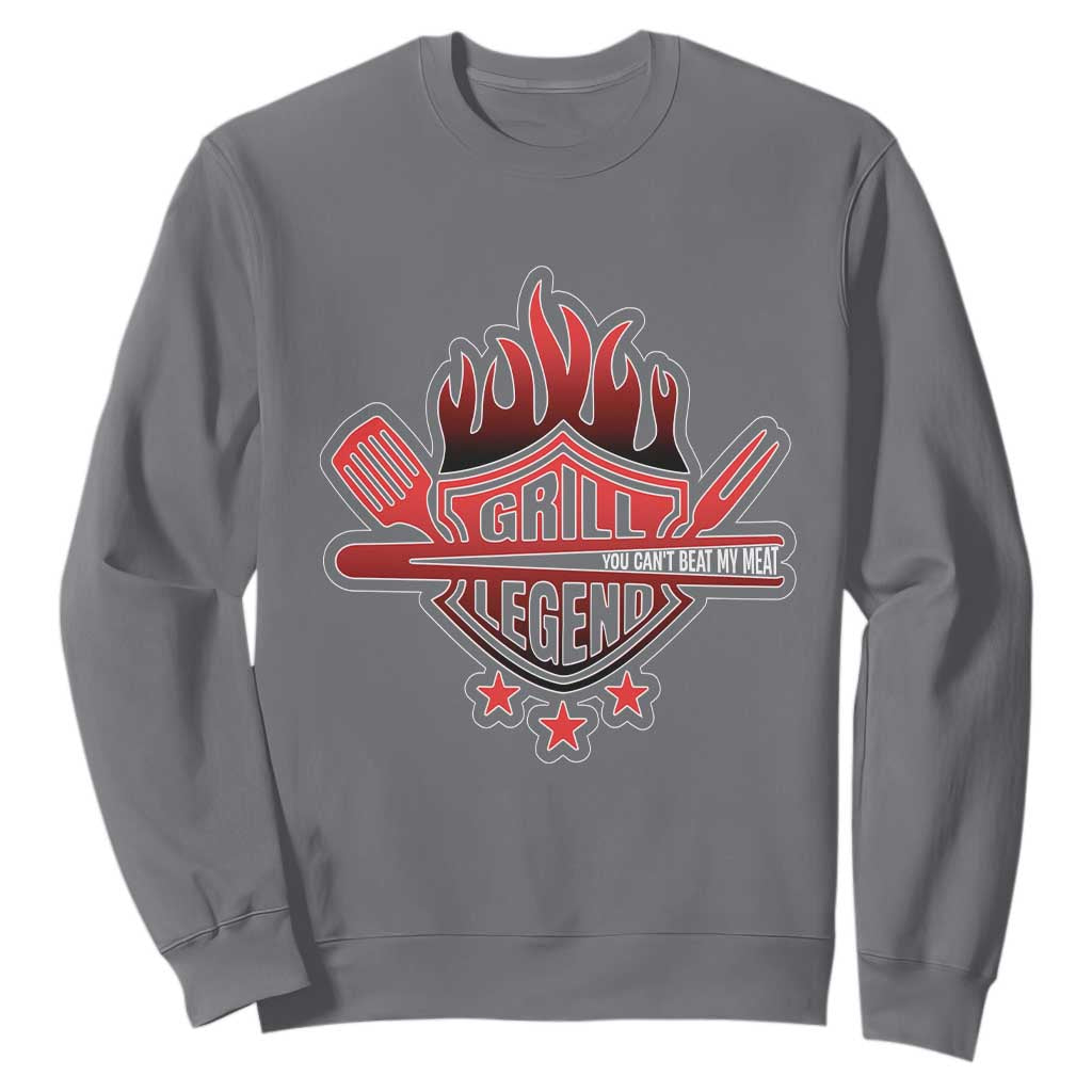 Funny BBQ Grilling Sweatshirt Grill Lelend You Can't Beat My Meat TS09 Charcoal Print Your Wear
