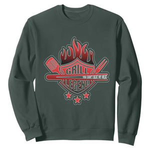 Funny BBQ Grilling Sweatshirt Grill Lelend You Can't Beat My Meat TS09 Dark Forest Green Print Your Wear