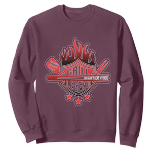 Funny BBQ Grilling Sweatshirt Grill Lelend You Can't Beat My Meat TS09 Maroon Print Your Wear