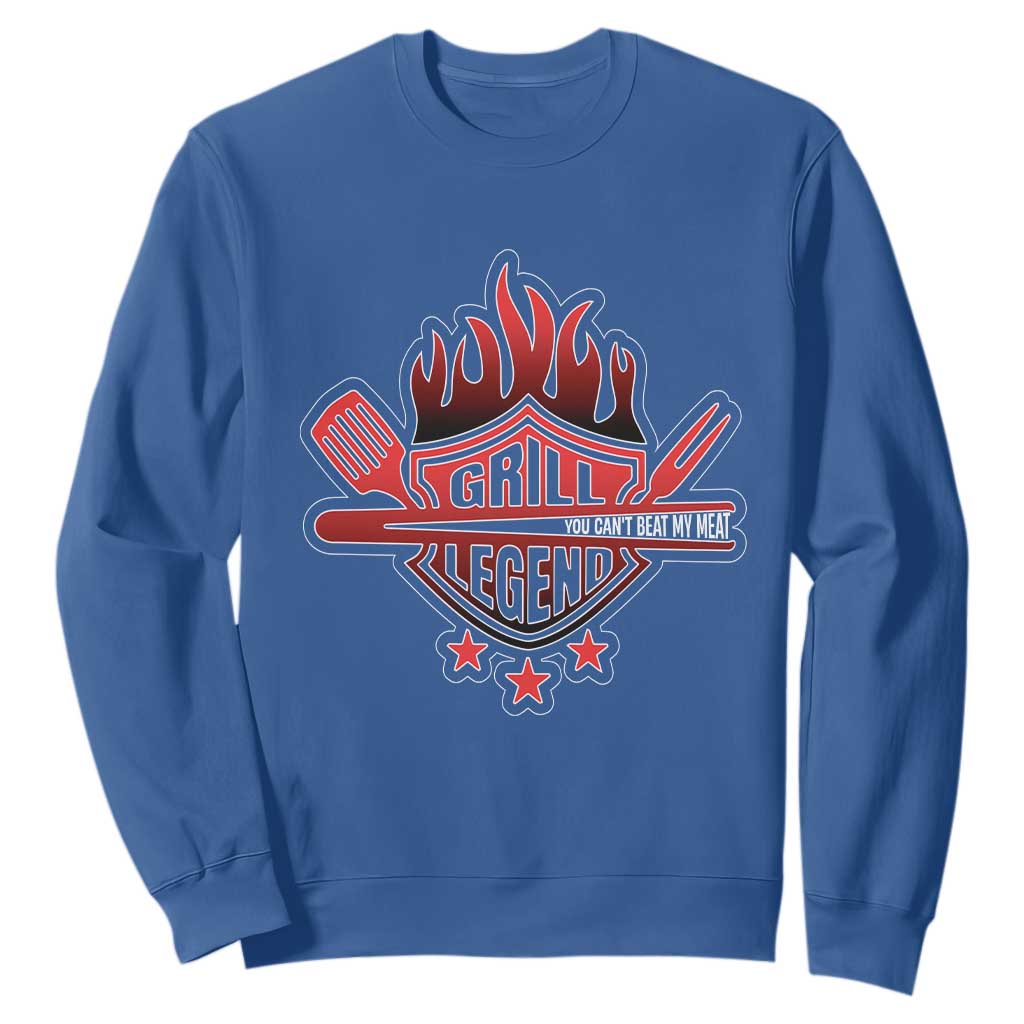 Funny BBQ Grilling Sweatshirt Grill Lelend You Can't Beat My Meat TS09 Royal Blue Print Your Wear