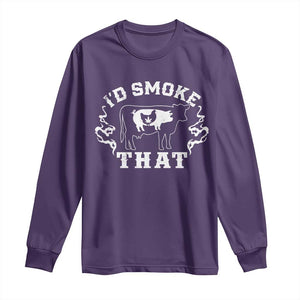 I'd Smoke That Grilling BBQ Long Sleeve Shirt TS09 Purple Print Your Wear