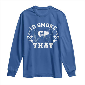 I'd Smoke That Grilling BBQ Long Sleeve Shirt TS09 Royal Blue Print Your Wear