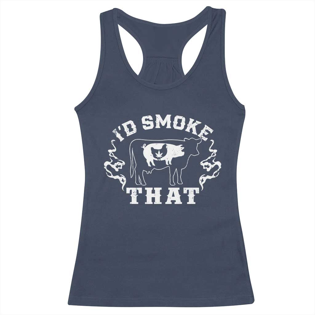 I'd Smoke That Grilling BBQ Racerback Tank Top TS09 Navy Print Your Wear