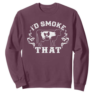 I'd Smoke That Grilling BBQ Sweatshirt TS09 Maroon Print Your Wear