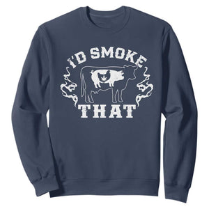I'd Smoke That Grilling BBQ Sweatshirt TS09 Navy Print Your Wear