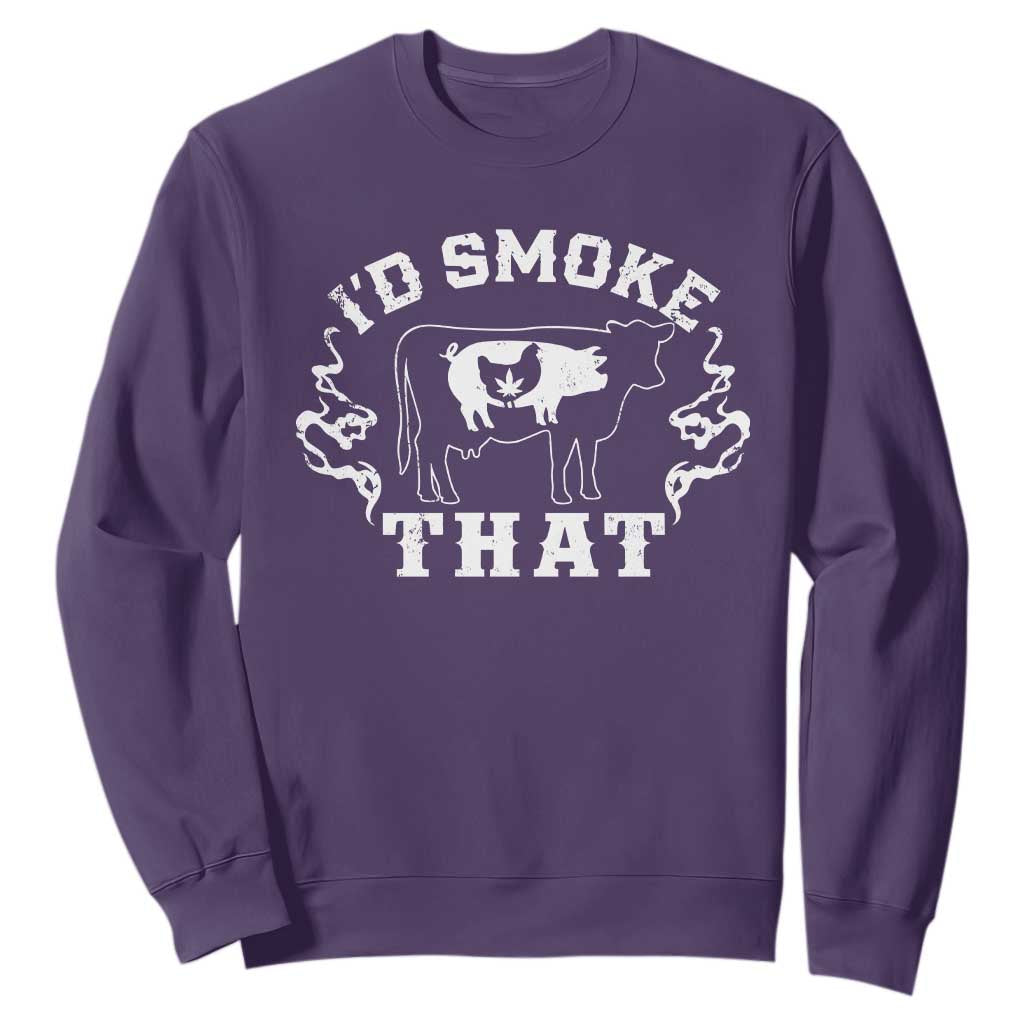 I'd Smoke That Grilling BBQ Sweatshirt TS09 Purple Print Your Wear