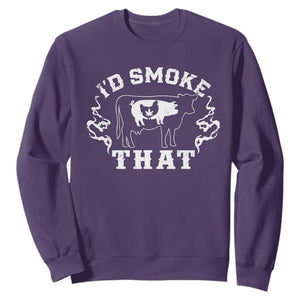 I'd Smoke That Grilling BBQ Sweatshirt TS09 Purple Print Your Wear