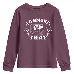 I'd Smoke That Grilling BBQ Youth Sweatshirt TS09 Maroon Print Your Wear