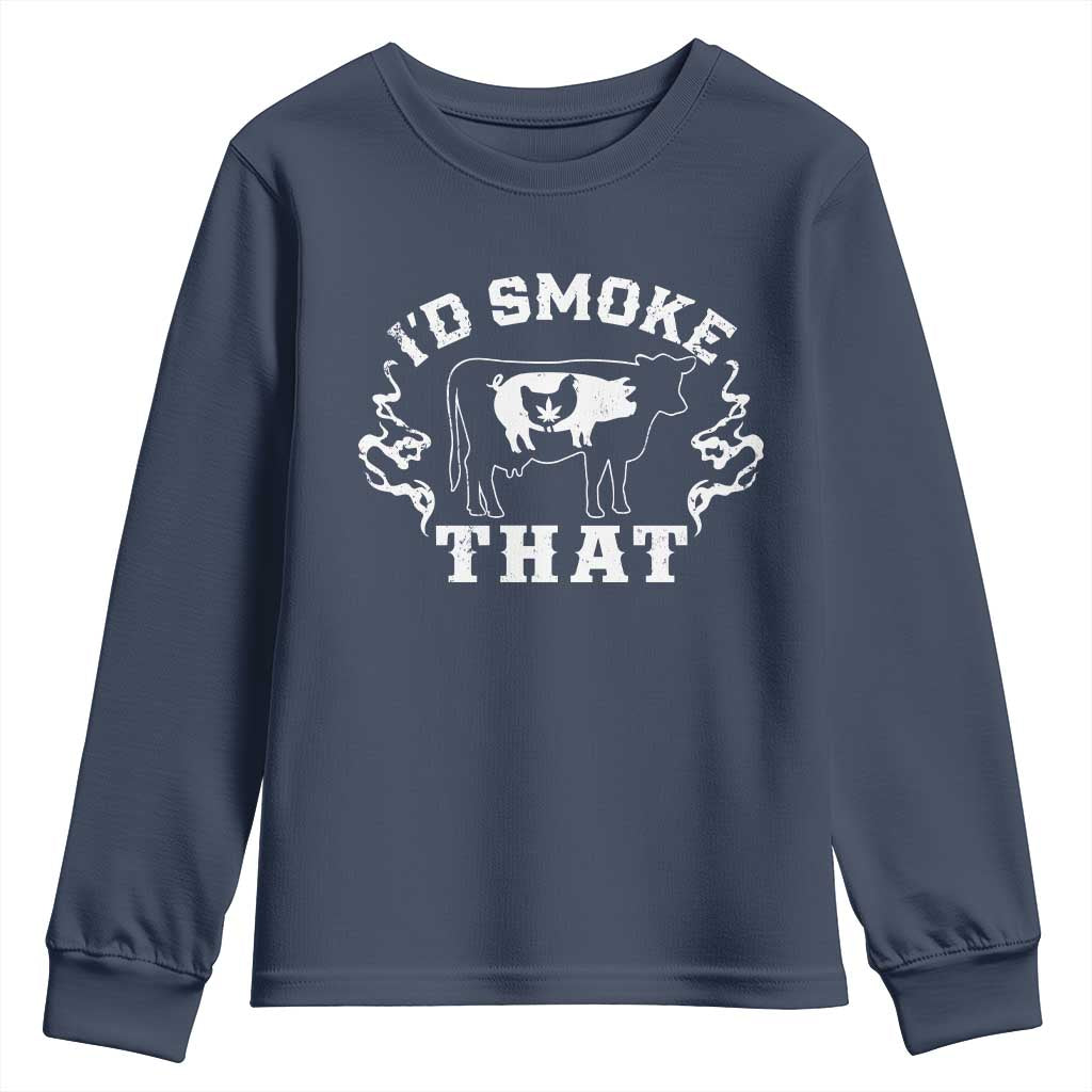 I'd Smoke That Grilling BBQ Youth Sweatshirt TS09 Navy Print Your Wear