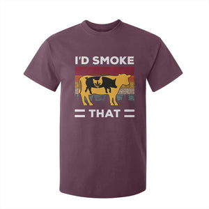 Funny I'd Smoke That T Shirt For Kid Grilling BBQ Weed Retro TS09 Maroon Print Your Wear
