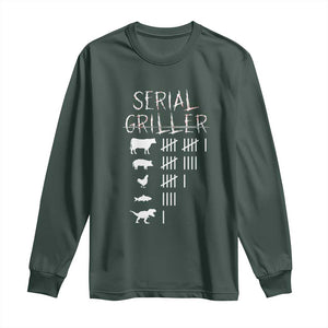 Funny Chelf Long Sleeve Shirt Serial Griller Grilling BBQ Pitmaster TS09 Dark Forest Green Print Your Wear