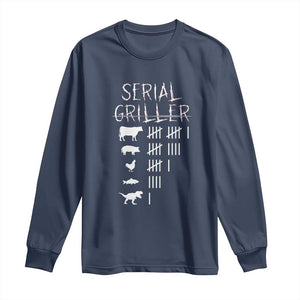 Funny Chelf Long Sleeve Shirt Serial Griller Grilling BBQ Pitmaster TS09 Navy Print Your Wear