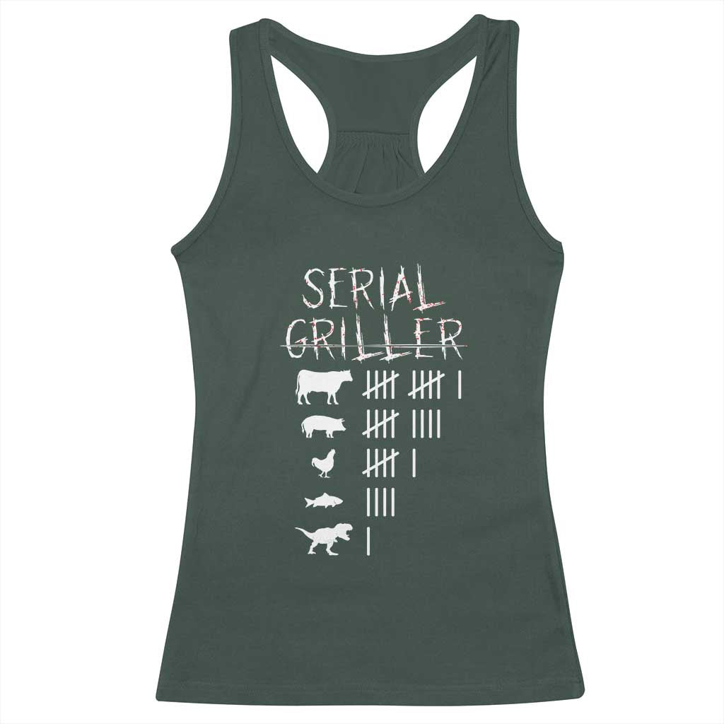 Funny Chelf Racerback Tank Top Serial Griller Grilling BBQ Pitmaster TS09 Dark Forest Green Print Your Wear