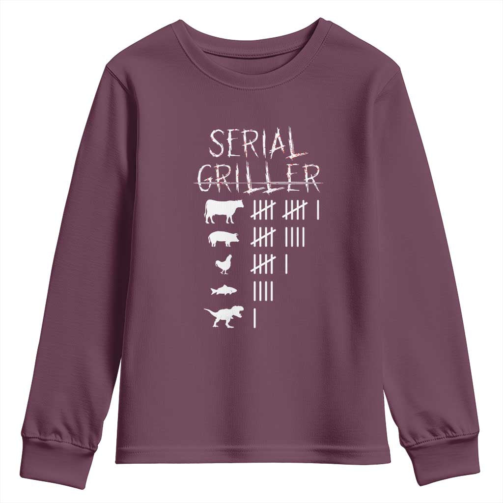 Funny Chelf Youth Sweatshirt Serial Griller Grilling BBQ Pitmaster TS09 Maroon Print Your Wear