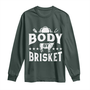 Funny Pitmaster BBQ Long Sleeve Shirt Body By Brisket Smoker Grilling TS09 Dark Forest Green Print Your Wear