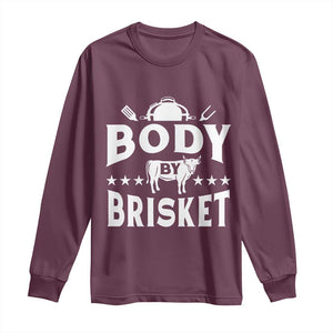 Funny Pitmaster BBQ Long Sleeve Shirt Body By Brisket Smoker Grilling TS09 Maroon Print Your Wear