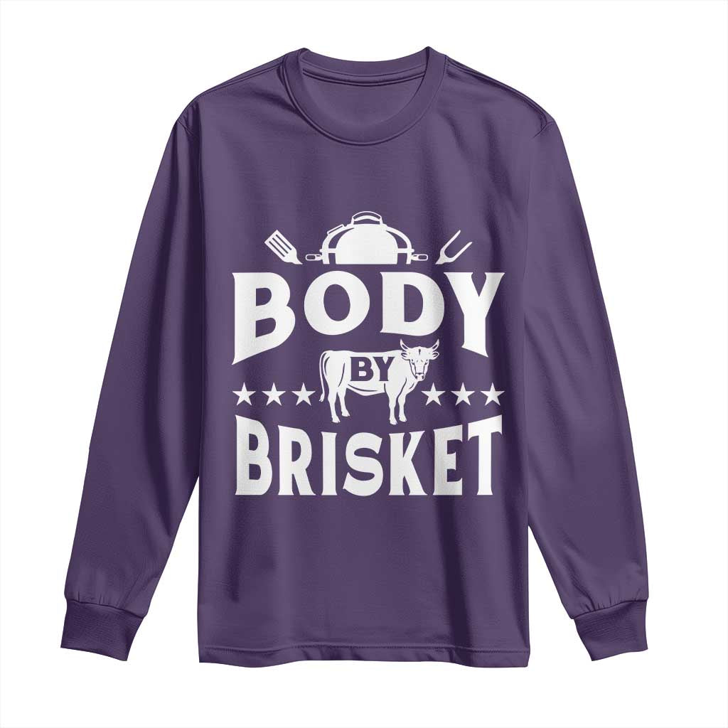 Funny Pitmaster BBQ Long Sleeve Shirt Body By Brisket Smoker Grilling TS09 Purple Print Your Wear